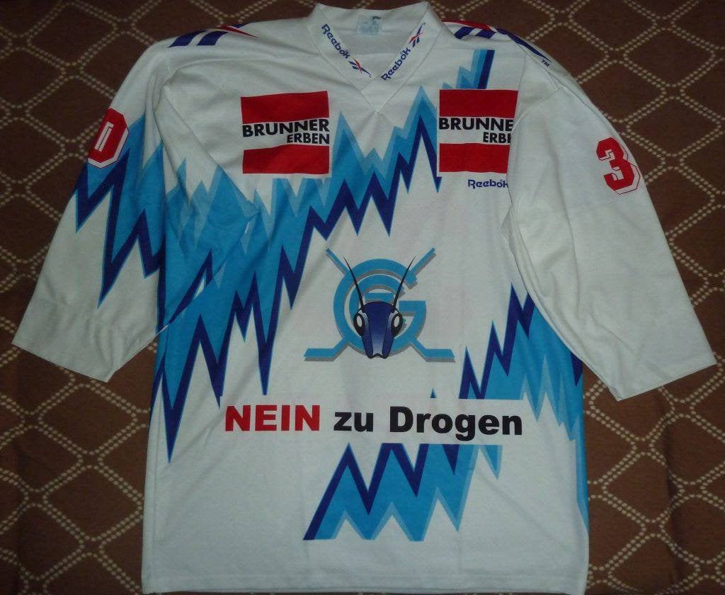 Authentic Match Worn Grasshopper Club Zurich 1996-97 D'acunto #30 Switzerland National League Hockey Reebok Vintage