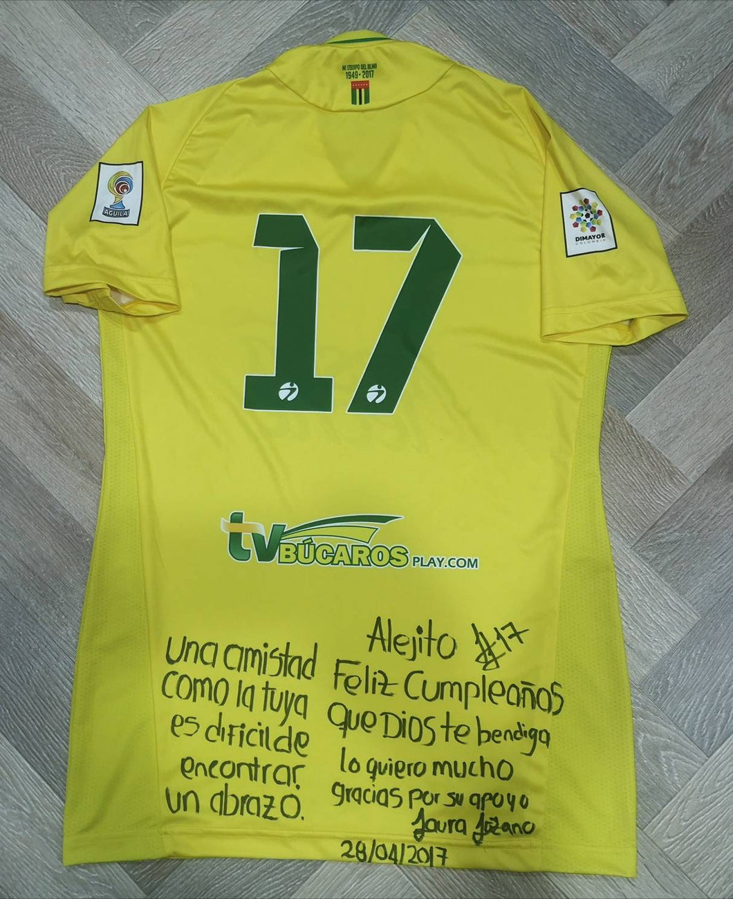 Match Worn jersey Jhony Cano #17 Atletico Bucaramanga 2017 with Autograph